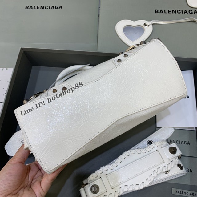 Balenciaga專櫃爆款油蠟白銀扣手提女包 638515 巴黎世家Neo cagole機車包 fyj2009